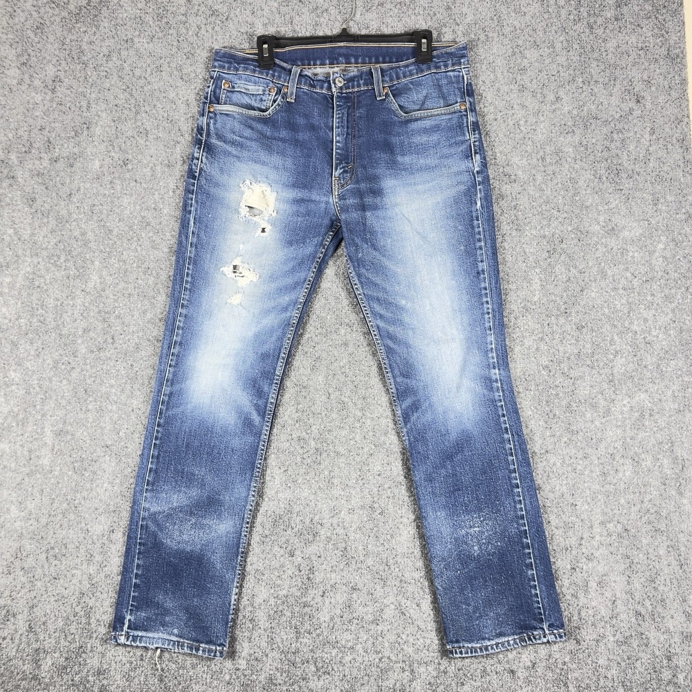 Levis 511 Slim Fit Jeans Mensโ Distressed Blue Denim WaterLess Stretch